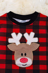 Plaid reindeer application boys long sleeve shirt. TPB50133015 AMY