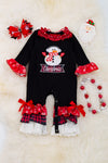 Christmas embroidered snowman ruffle romper with snaps. RPG50143026WEN