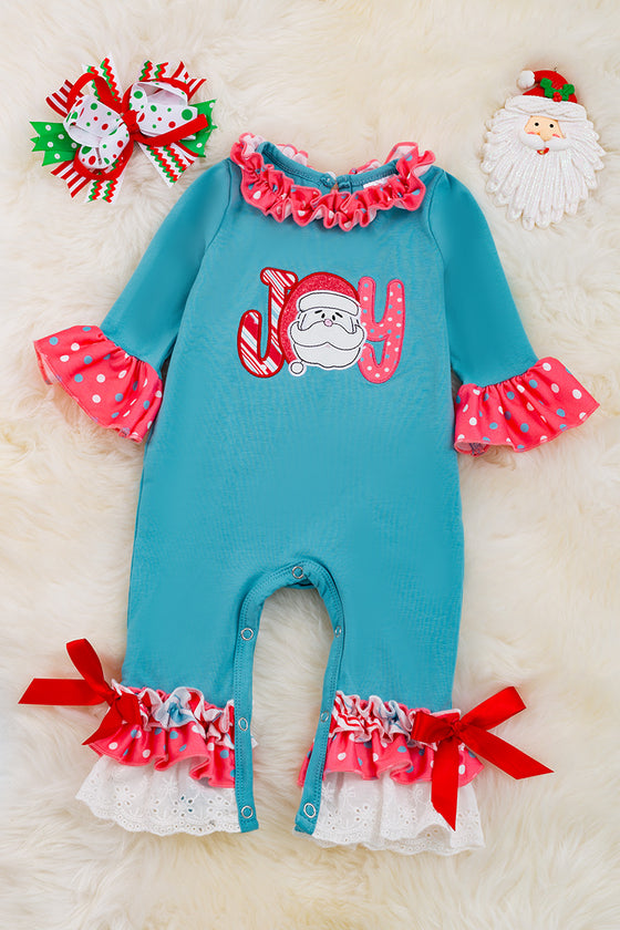 Joy application baby romper with embroidered ruffle. RPG50143028 LOI