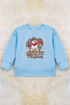 Howdy Christmas" Lt. Blue Christmas sweatshirt for girls. TPG50133023 LOI