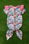 Floral, cow skull * cowgirl boot printed baby gown. PJG25153015