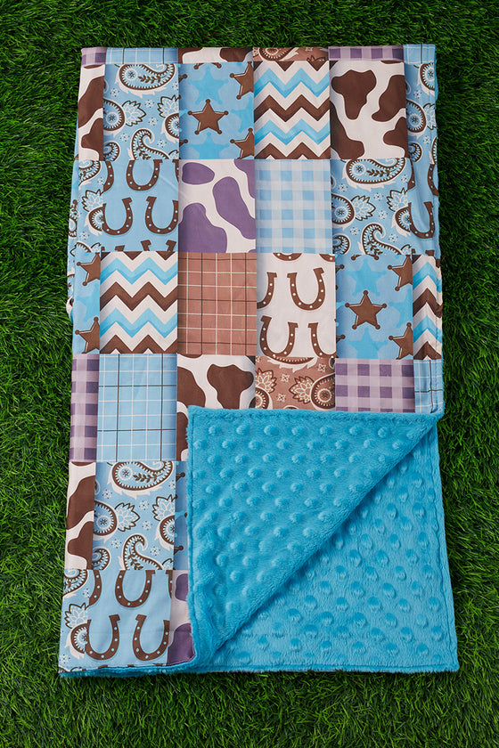 BLUE SHERIF MULTI-PRINTED BABY BLANKET. 38" BY 40" BKG25153024