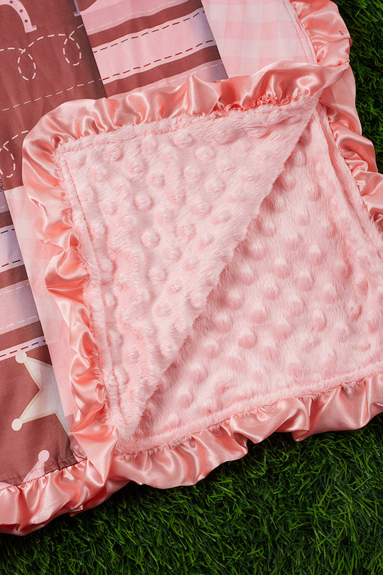 PINK SHERIF MULTI-PRINTED BABY BLANKET. 35" BY 35" BKG25153022