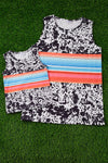 GIRLS SERAPE PRINTED W/ COW BLOCK TANK TOP. TPG15113015-WEN