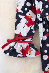 Snowman printed dress with ruffle sleeves. DRG50153005AMY