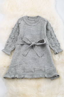  Gray knit long sleeve dress. DRG60153094-LOI