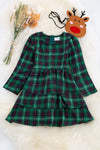 Green plaid 3 layer ruffle dress. DRG50213011 Jean