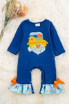 Royal blue scarecrow embroidered romper. RPG65133048 sol