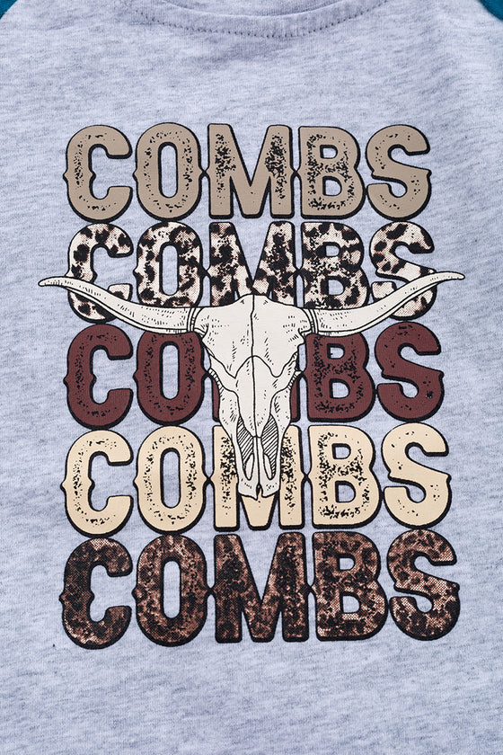 Combs, combs gray graphic long sleeve shirt. TPB65143008 SOL