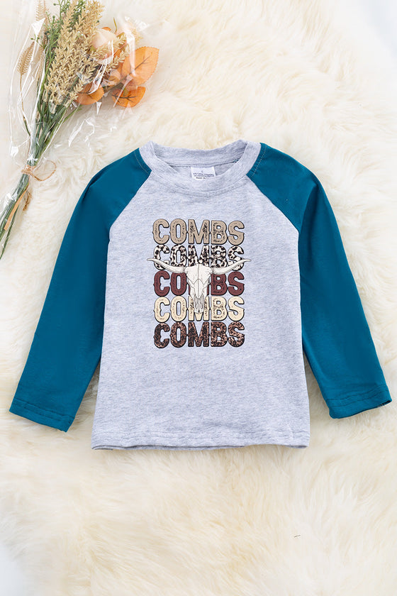 Combs, combs gray graphic long sleeve shirt. TPB65143008 SOL