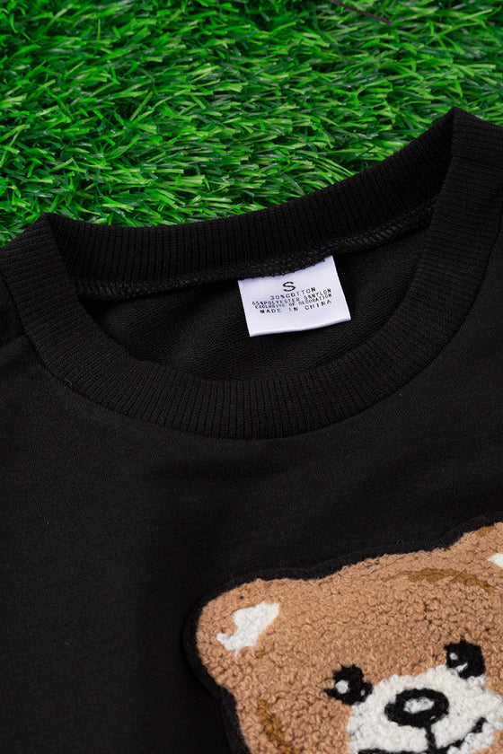 Teddy bear application black sweatshirt. TPG65153080-loi