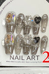 Press on acrylic women nails.