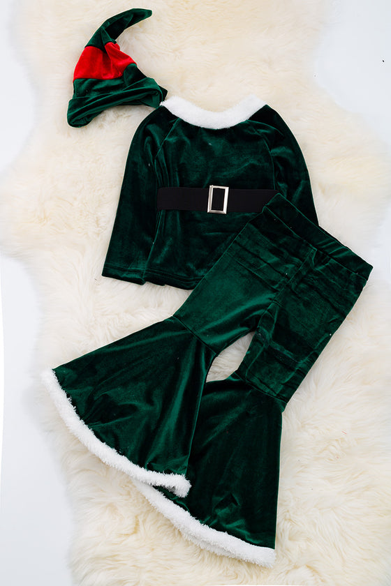 Green Girls miss Santa velvety 4 piece set.  OFG501622005AMY