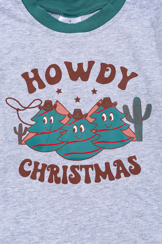 Howdy Christmas" gray tree printed sweatshirt. TPB50153014AMY