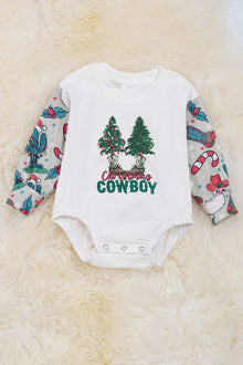  Christmas cowboy" Boys printed baby onesie with snaps. RPB50143012AMY