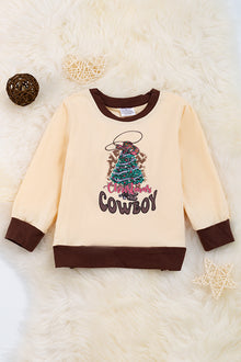  Christmas cowboy" Ivory long sleeve sweatshirt. TPB50153013AMY