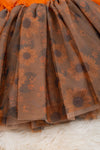 Orange with sunflower printed brown tulle skirt dress. DRG45133037WEN