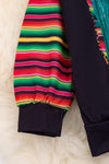 Serape printed sleeve black sweatshirt. TPG65153101 WEN