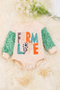 Farm Life: Ivory graphic baby onesie with sequins sleeves. RPG65133104 EMILY