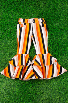  Orange,black,yellow stripe printed double layer bell pants. PNG40153001-sol