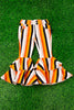 Orange,black,yellow stripe printed double layer bell pants. PNG40153001-sol