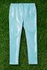 Aqua satin silk stretchy leggings. PNG25153074 sol