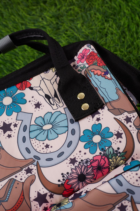 Floral, horse shoe printed diaper bag. BBG25153031