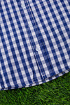 navy blue gingham button up shirt. TPB25153001 sol