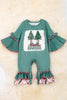 Christmas cowgirl printed baby romper with bell sleeves. RPG50143001-AMY