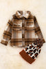 (UNISEX)Tan/light brown plaid shacket. TPG60153019-SOL