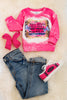 Hot pink Half Hood Half Holy printed girls sweatshirt. TPG65153104 wen