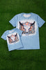 BLEACHED BLUE TEE-SHIRT FOR WOMEN W/ BULLHEAD PRINT. TPW15113002-NAY