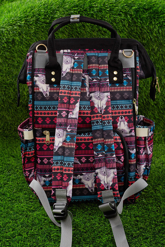 bull skull with geometric print diaper bag. BBG25153045