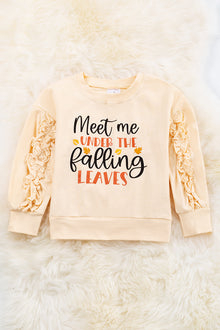  Meet me under the falling leaves. Fall  ruffle sleeve sweatshirt. TPG65113078 AMY