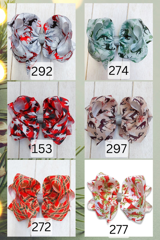 6.5" Christmas double layer hair bows.