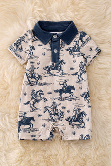  🎍Bamboo made boys baby romper w/horse print. RPB50067