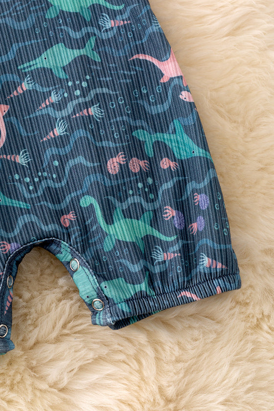 Sea creature printed baby romper with snaps. RPB50062 SOL