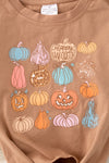 OFG42045 LOI: "Happy Halloween" Pumpkin printed top & ruffle pants.