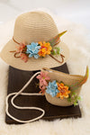 Ivory straw hat & bag set. ACG15144006