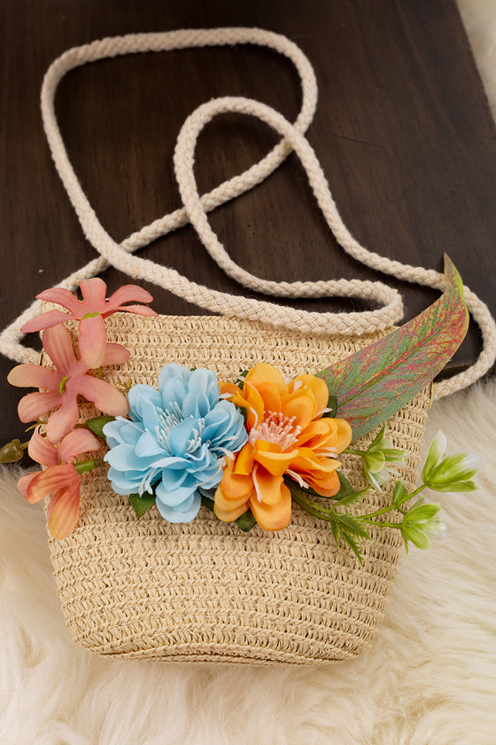 Ivory straw hat & bag set. ACG15144006