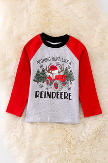  TPB40533: "Nothing runs like a reindeere" Boys Christmas long sleeve top.🎄