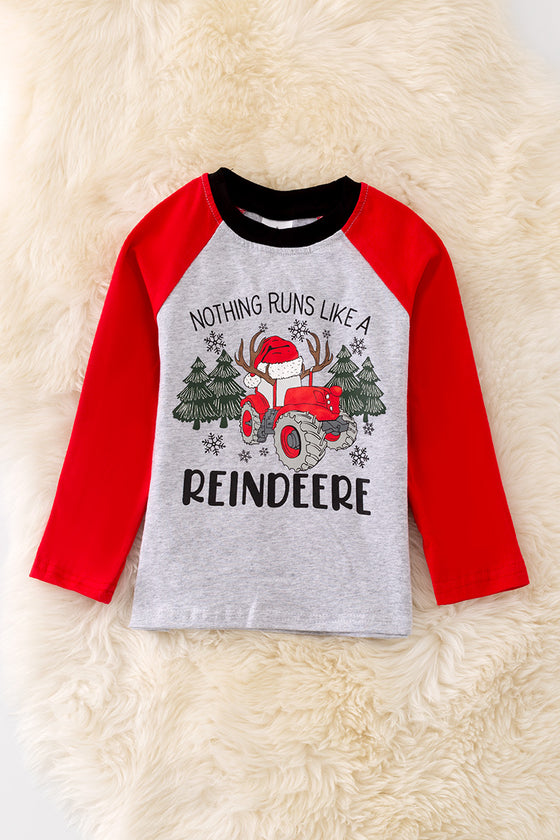 TPB40533: "Nothing runs like a reindeere" Boys Christmas long sleeve top.🎄