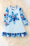 PJG40166 JEAN: Snowflake printed pajama dress.