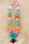 Multi-Color bubble necklace w/turkey pendant. 3pcs/$15.00