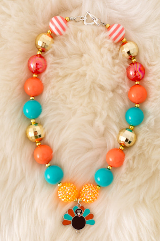 Multi-Color bubble necklace w/turkey pendant. 3pcs/$15.00