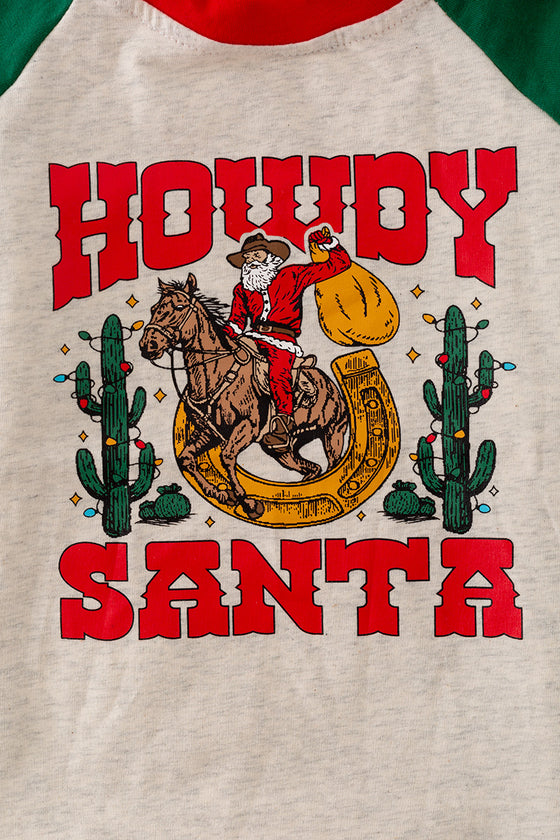 TPB40532 SOL: Howdy Santa printed boys shirt.