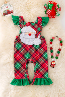  RPG40807 LOI: Santa applique plaid romper.