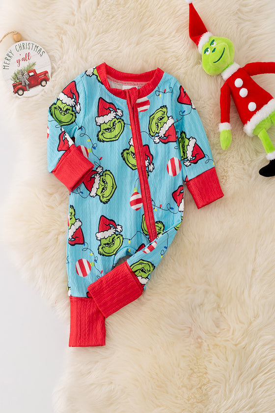 RPG40859 LOI: Boys Gr**** baby romper with footie.