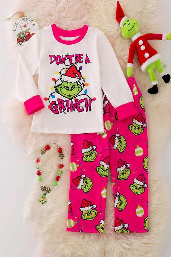 PJG40269 JEAN: Don't be a Gr****" Girls Christmas pajamas set.