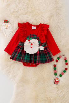  RPG40702 SOL: Santa applique baby onesie with snaps.